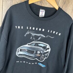 Ford Mustang Vintage The Legend Lives Black Graphic Sweatshirt Jerzees XL Mens